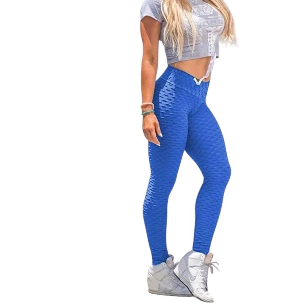 ❤️ 🆕 HIGH RISE Waffle Textured Blue Leggings Size S